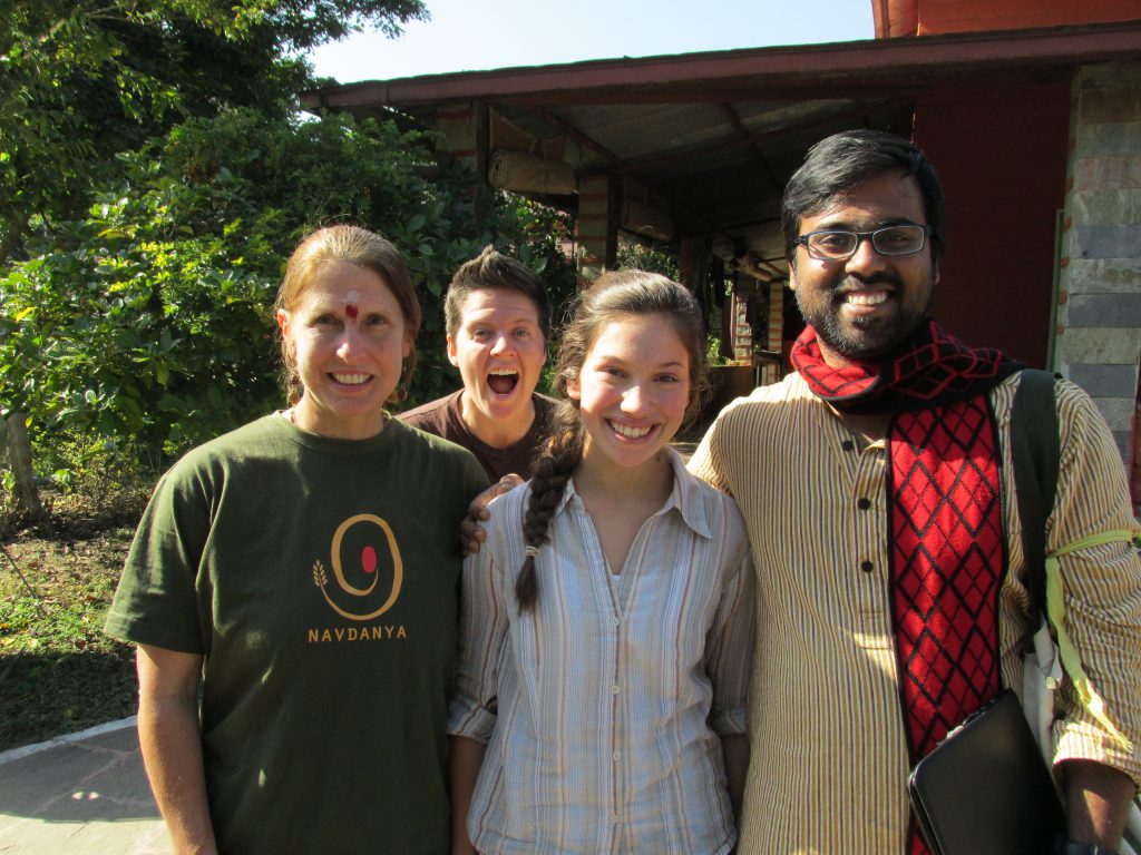 Rachel Parent & friends at the Bija Vidyapeeth (Earth University) Navdanya’s Learning Center